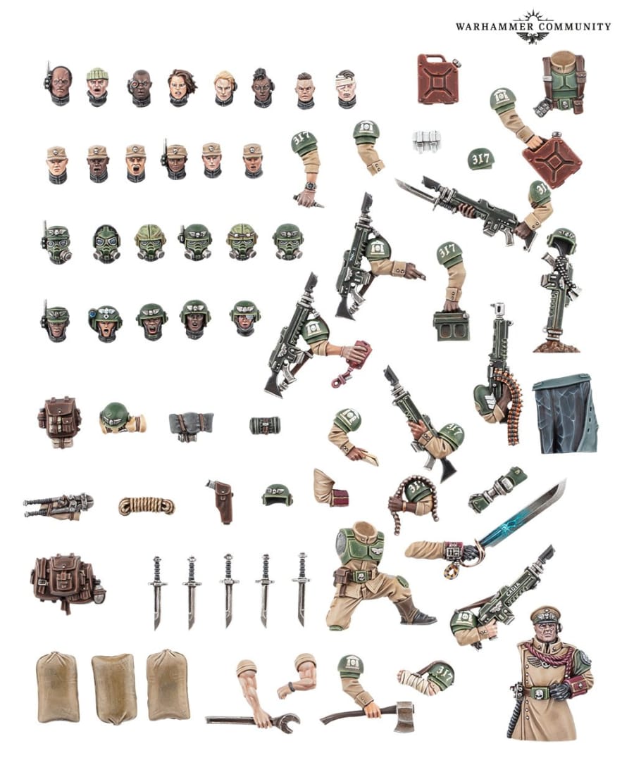 Astra Militarum Cadian Upgrades kit, containing new heads and weapons for the army